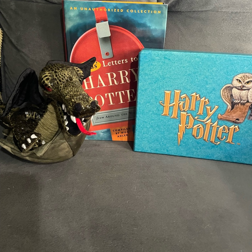 Harry Potter Book, Stationery Set and Dragon Plush Bundle